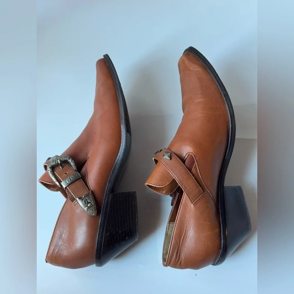 Dingo Western Leather Buckle Heeled Shoes – Brown, Size 9M (Made in Brazil)